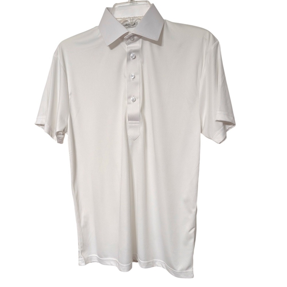 Collars & Co Mens Dress Semi Spread Collar Polo Shirt White Short Sleeve Small - Picture 4 of 13